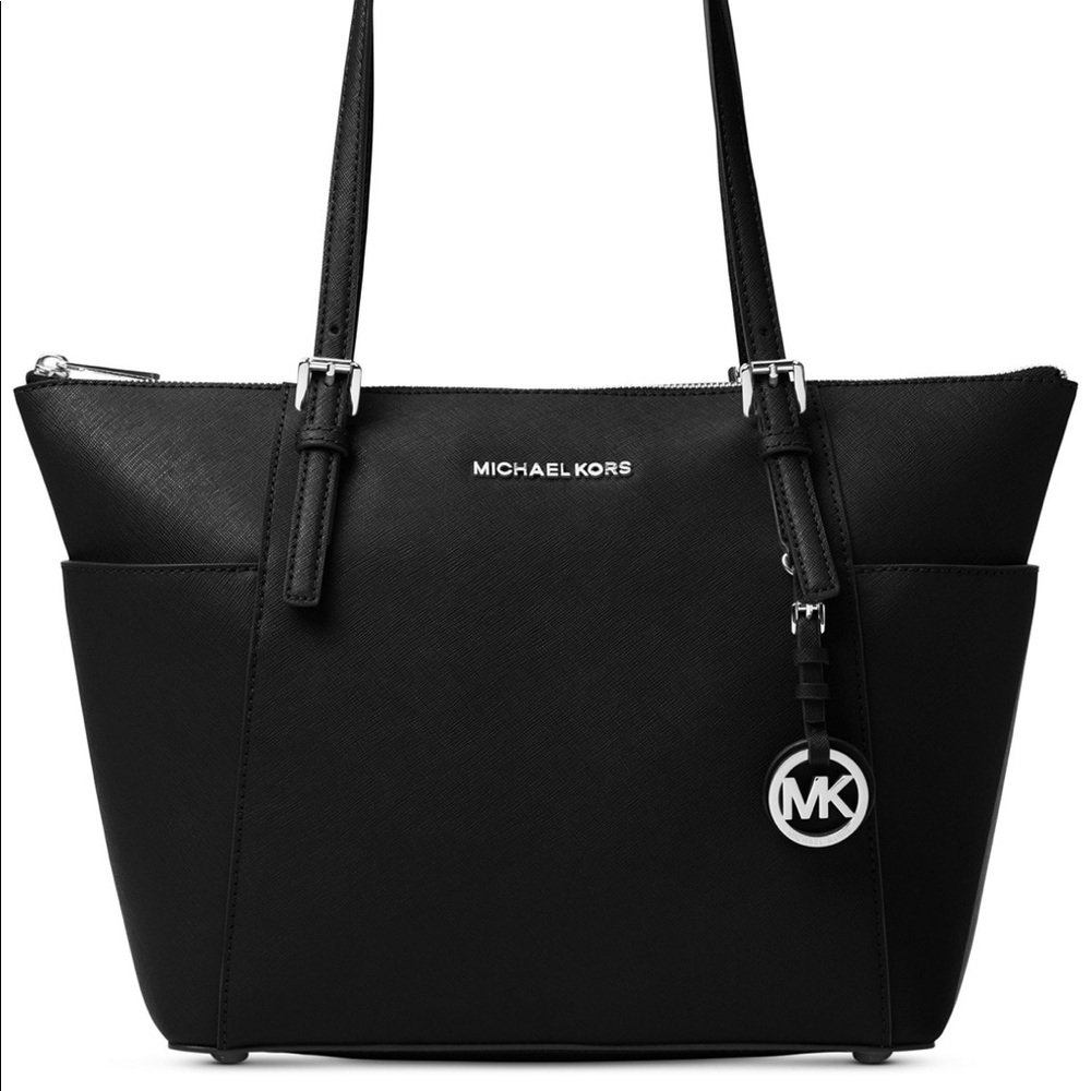 Michael Kors Womens Jet Set Black Leather Tote HB